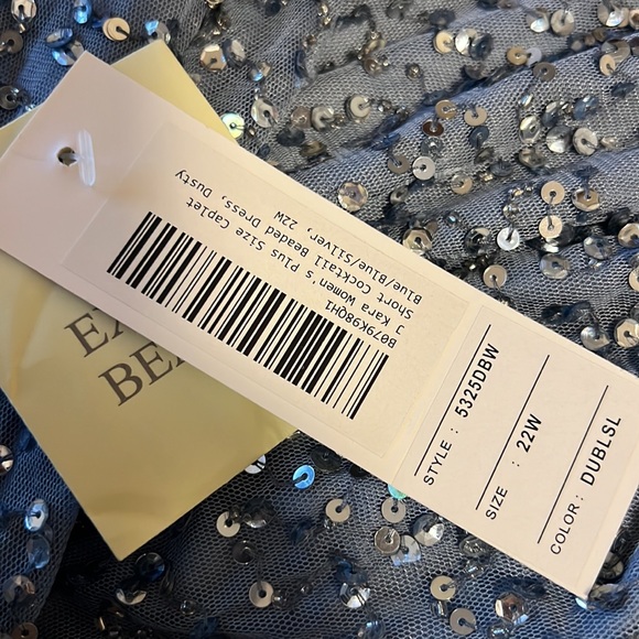 J Kara Dress Women's Caplet V-Neck Short Cocktail Beaded Dress Size 22W NWT $279 - Picture 4 of 4